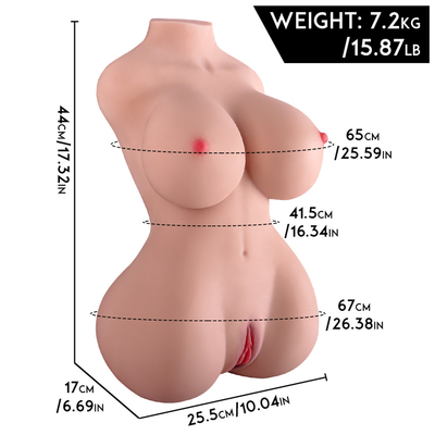 TPE 3 in 1 masturbatore maschio del torso con i giocattoli della vagina realistica delle tette e del sesso anale per gli uomini con la spina dorsale incorporata