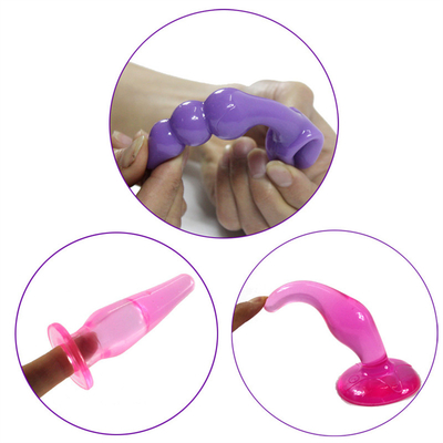 6 pezzi di combinazione del TPE delle perle della spina anale molle di estremità hanno messo i giocattoli del sesso anale dello stimolatore per il maschio e le donne