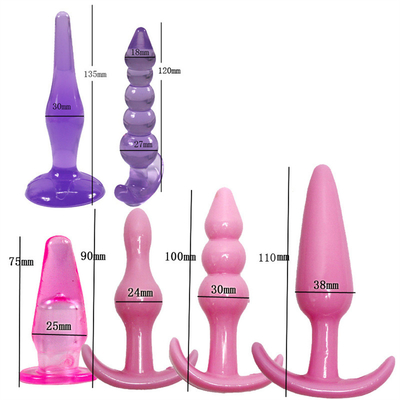 6 pezzi di combinazione del TPE delle perle della spina anale molle di estremità hanno messo i giocattoli del sesso anale dello stimolatore per il maschio e le donne