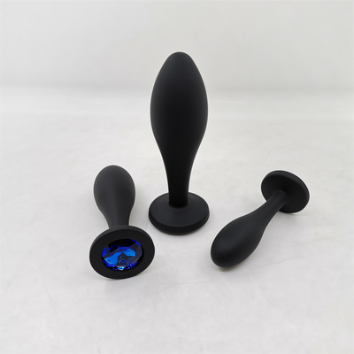 Il sesso anale del silicone del drop shipping gioca l'insieme anale della spina del massaggiatore di progettazione della goccia di acqua della spina anale nera di estremità