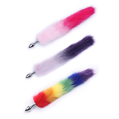 Colore di metallo culo anal plug inserire Fox Tail anal plug per la donna