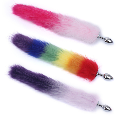 Colore di metallo culo anal plug inserire Fox Tail anal plug per la donna