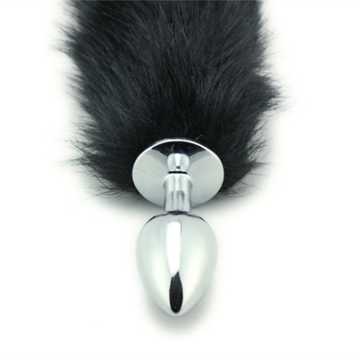 Scaricare la coda nera di volpe Metallo Anal Plug Pelliccia liscia coda di volpe Sex Toy per donne