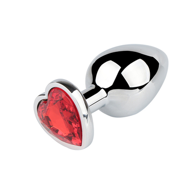 Leghe di alluminio in forma di cuore, anal plug, metallo anal plug, giocattoli sessuali per donne, anal plug con gemme di plastica colorata