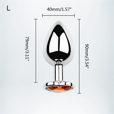 Leghe di alluminio in forma di cuore, anal plug, metallo anal plug, giocattoli sessuali per donne, anal plug con gemme di plastica colorata