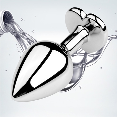 Leghe di alluminio in forma di cuore, anal plug, metallo anal plug, giocattoli sessuali per donne, anal plug con gemme di plastica colorata