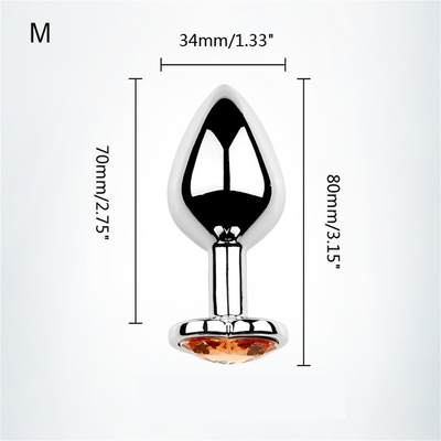 Leghe di alluminio in forma di cuore, anal plug, metallo anal plug, giocattoli sessuali per donne, anal plug con gemme di plastica colorata