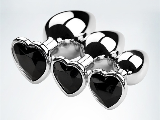 Leghe di alluminio in forma di cuore, anal plug, metallo anal plug, giocattoli sessuali per donne, anal plug con gemme di plastica colorata