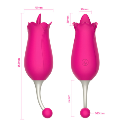 Vibratore rosa a doppia testa Massaggio stimolo clitoride capezzole Vibratore lingua leccare la fica Vibratore sex toy per donne