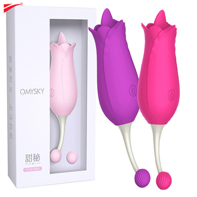 Vibratore rosa a doppia testa Massaggio stimolo clitoride capezzole Vibratore lingua leccare la fica Vibratore sex toy per donne