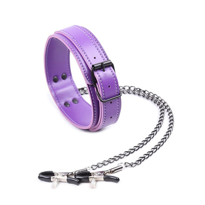 Nuovo collare di cuoio con pinza al seno Clip Chain Couple SM Sex Toys per le donne Sex Tools Couple Adult Games