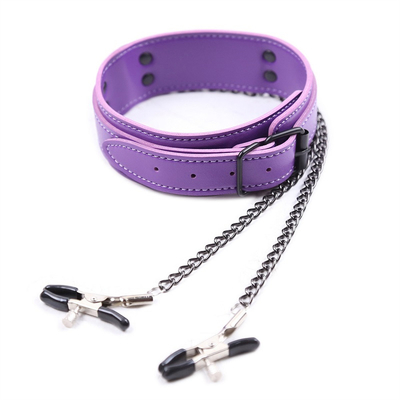 Nuovo collare di cuoio con pinza al seno Clip Chain Couple SM Sex Toys per le donne Sex Tools Couple Adult Games