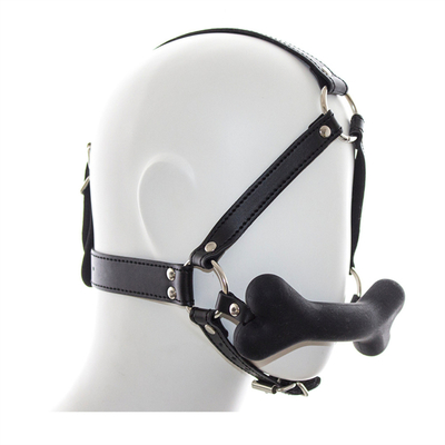 Ritenuta in pelle Cosplay schiavo Bondage Cappuccio Testa Armatura Bocca Balla Gag