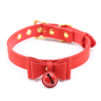 Giocattoli sessuali per adulti cane rosa campana Bowknot buco d'oro pin di cuoio morbido guinzaglio collo manica nero collo manica collare