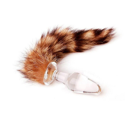 Giocattolo sessuale vera Fox pelliccia coda vetro anal plug per donna Cosplay