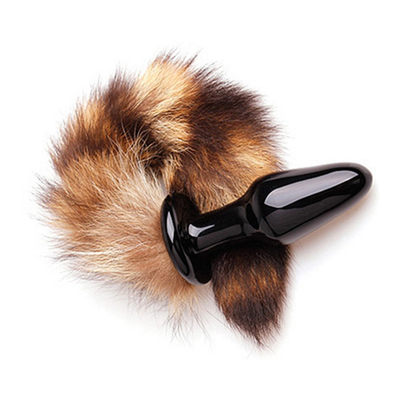 Giocattolo sessuale vera Fox pelliccia coda vetro anal plug per donna Cosplay