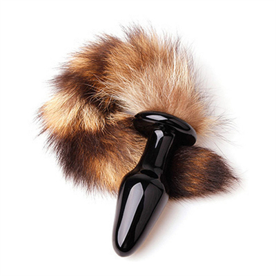 Giocattolo sessuale vera Fox pelliccia coda vetro anal plug per donna Cosplay