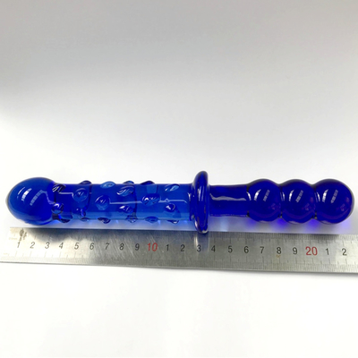 Dildo di vetro Massaggiatore prostatico blu Cristallo di vetro Dildo Sex Toys Per Donne