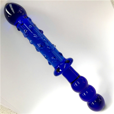 Dildo di vetro Massaggiatore prostatico blu Cristallo di vetro Dildo Sex Toys Per Donne