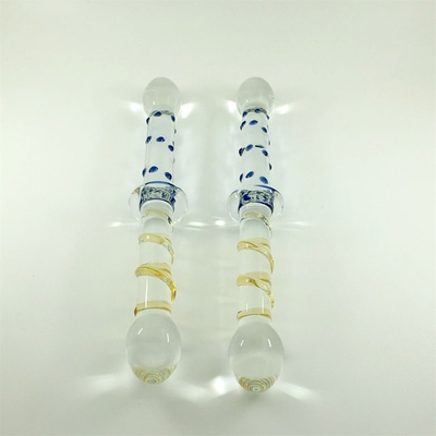 Dildo di vetro colorato Dildos di vetro a doppia testa Dildos analistici di culo grande dildo di vetro per donne