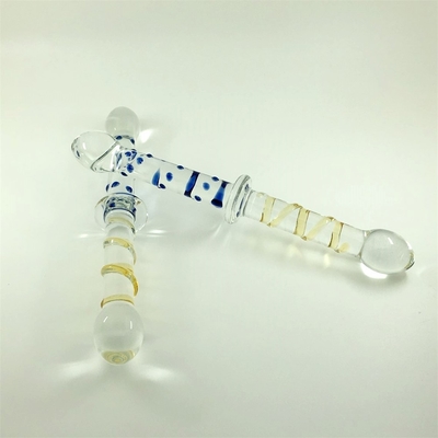 Dildo di vetro colorato Dildos di vetro a doppia testa Dildos analistici di culo grande dildo di vetro per donne