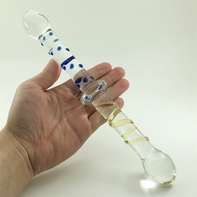 Dildo di vetro colorato Dildos di vetro a doppia testa Dildos analistici di culo grande dildo di vetro per donne