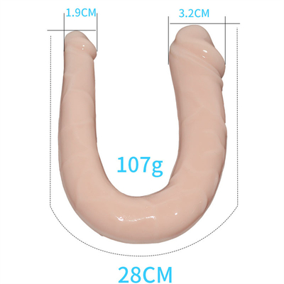 Dildo medico TPE Dildo a forma di U Penis a doppia testa per la masturbazione femminile
