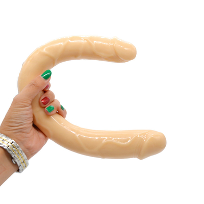 Dildo medico TPE Dildo a forma di U Penis a doppia testa per la masturbazione femminile