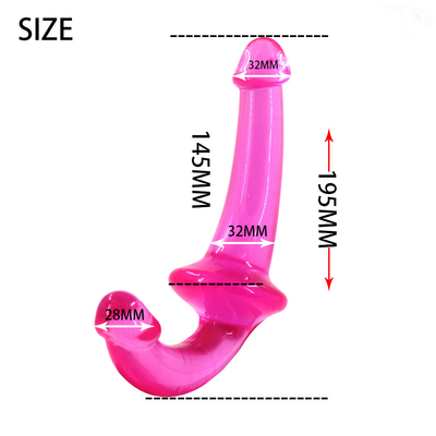 Erotici doppio estremo di alta trasparenza TPE pene strapon pene lesbico giocattoli sessuali dildo senza cinghia