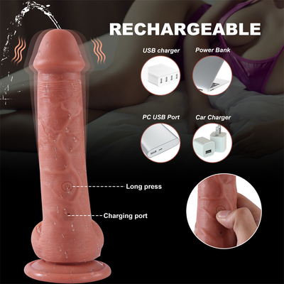 Fabbrica cinese Realistic Pushing Female Masturbazione Liquid Silicone Wireless Remote Control Vibratore telescopico Dildo