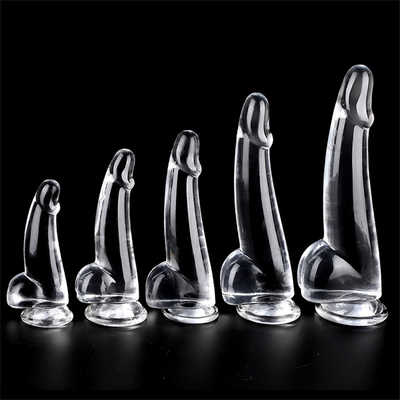 Realistico Dildo trasparente 8,6 pollici trasparente Glance piccole grosso spessore Dildo con ventosa flessibile Jelly Penis Dong Sex To