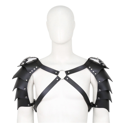 Ultimo Cool Design BDSM Bondage Fetish Uomo Spalla Falsa Pelle Gay Nera Cintura al petto