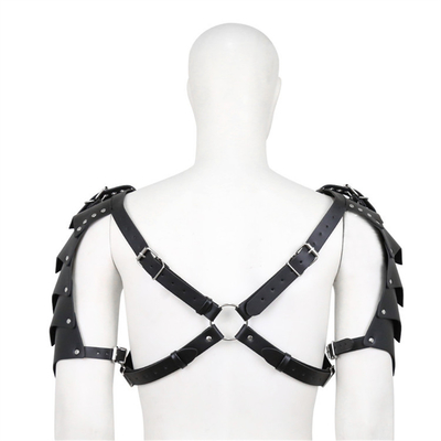 Ultimo Cool Design BDSM Bondage Fetish Uomo Spalla Falsa Pelle Gay Nera Cintura al petto