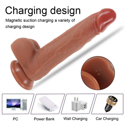 Telescopico Vibrating Spingendo Realistico Dildo Masturbazione femminile Con Tazza di Suczione Riscaldamento del pene Dildo a controllo remoto