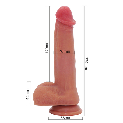 Ricaricabile Telescopico Girante Spingendo Dildo Vibratore Donne Sex Toys Silicone Realistic Grande Marrone Scuro Dildo